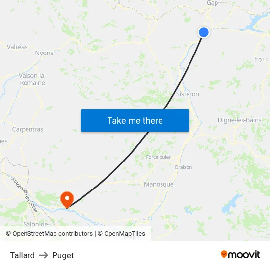 Tallard to Puget map