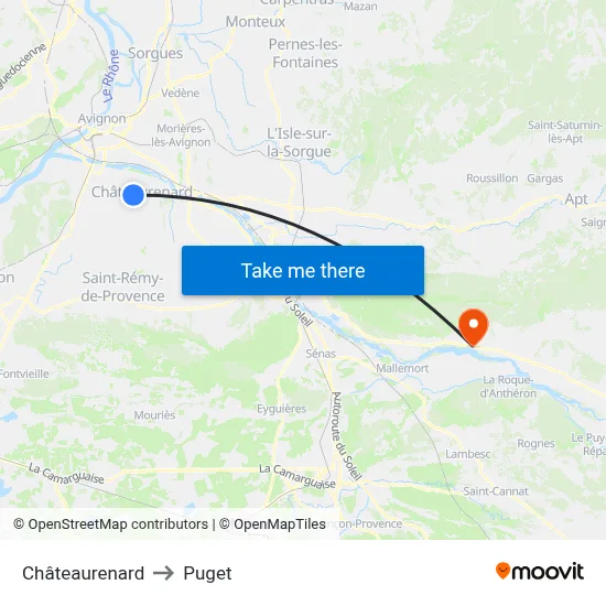 Châteaurenard to Puget map