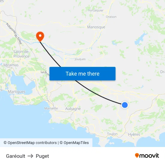 Garéoult to Puget map