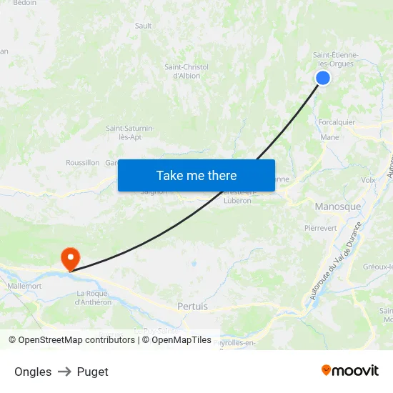 Ongles to Puget map