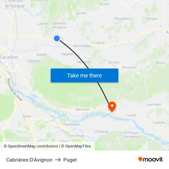 Cabrières-D'Avignon to Puget map