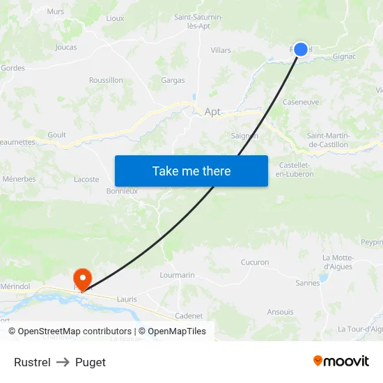 Rustrel to Puget map