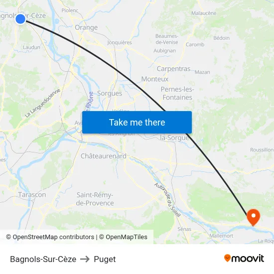 Bagnols-Sur-Cèze to Puget map