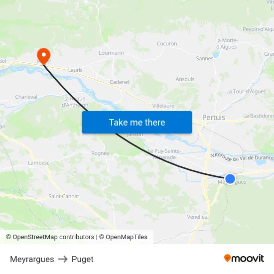 Meyrargues to Puget map