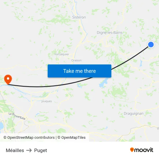 Méailles to Puget map