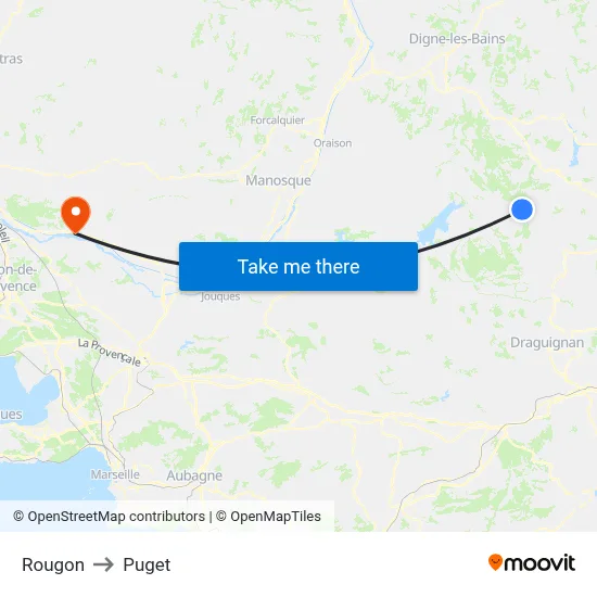 Rougon to Puget map