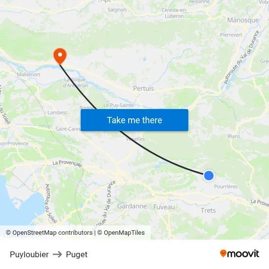 Puyloubier to Puget map