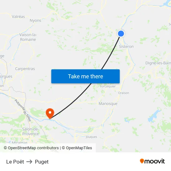 Le Poët to Puget map
