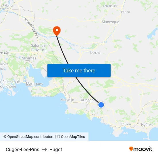 Cuges-Les-Pins to Puget map