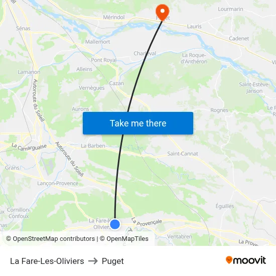 La Fare-Les-Oliviers to Puget map