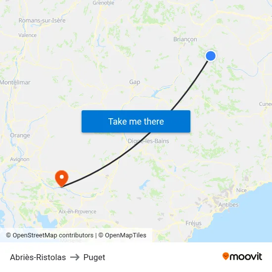 Abriès-Ristolas to Puget map