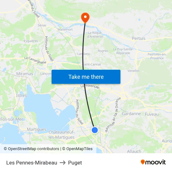 Les Pennes-Mirabeau to Puget map