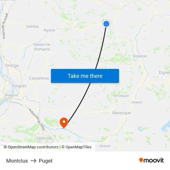 Montclus to Puget map