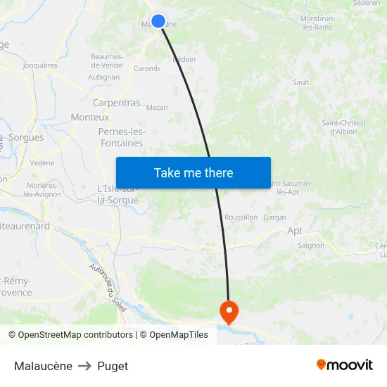 Malaucène to Puget map