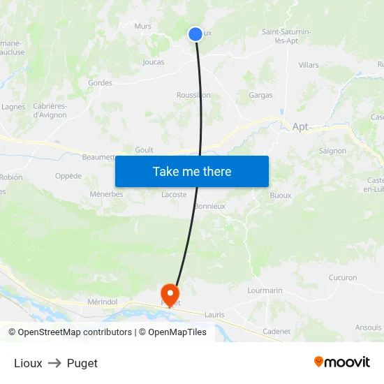 Lioux to Puget map