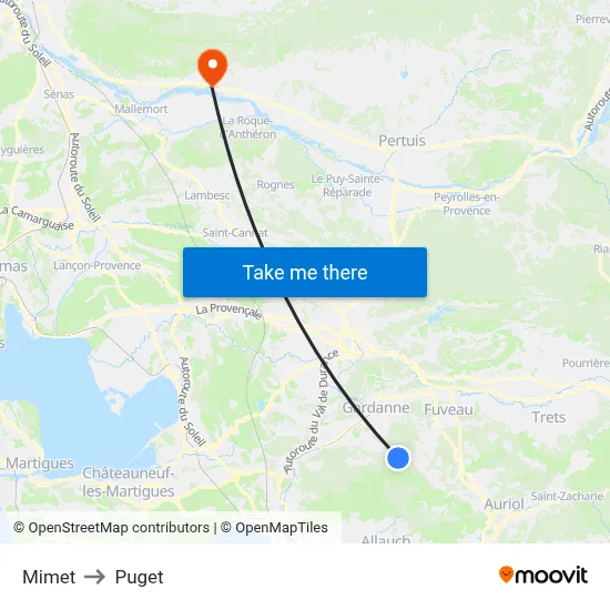 Mimet to Puget map