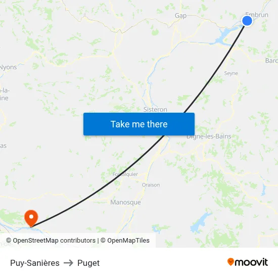 Puy-Sanières to Puget map