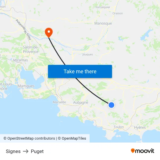 Signes to Puget map