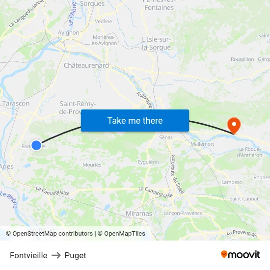 Fontvieille to Puget map