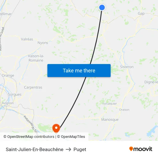 Saint-Julien-En-Beauchêne to Puget map