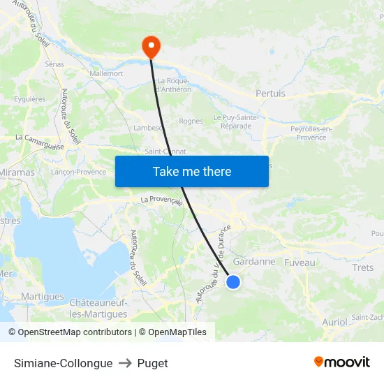 Simiane-Collongue to Puget map