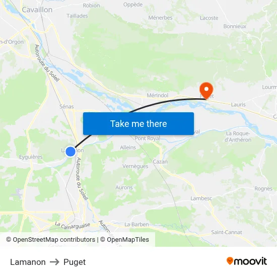 Lamanon to Puget map