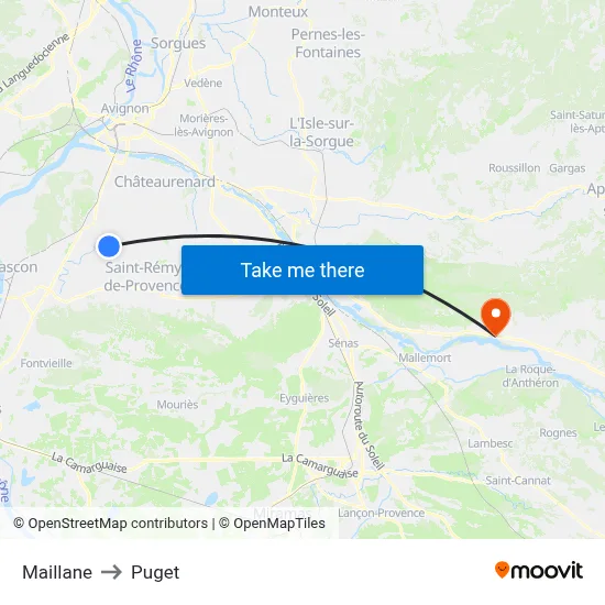 Maillane to Puget map