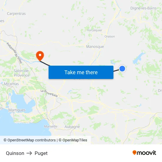 Quinson to Puget map