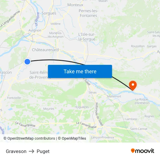 Graveson to Puget map