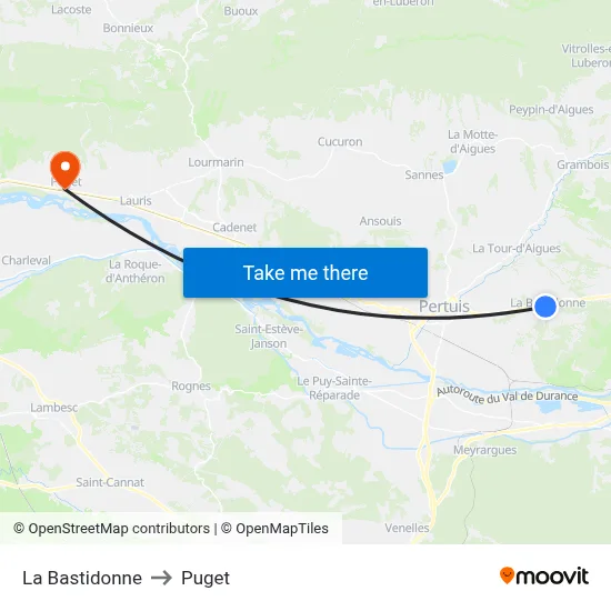 La Bastidonne to Puget map