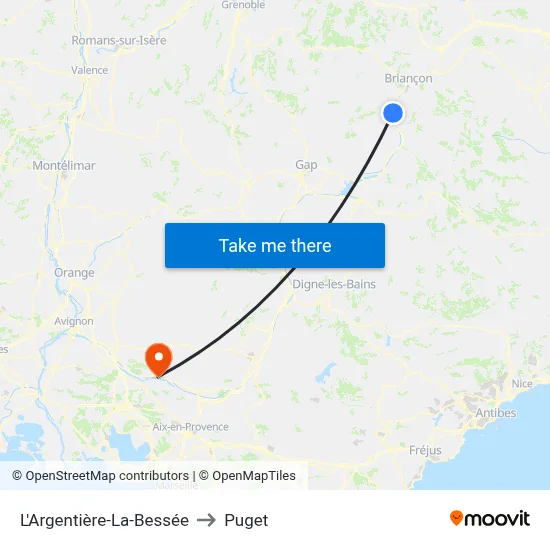 L'Argentière-La-Bessée to Puget map