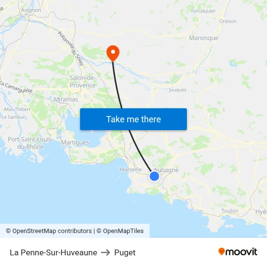 La Penne-Sur-Huveaune to Puget map