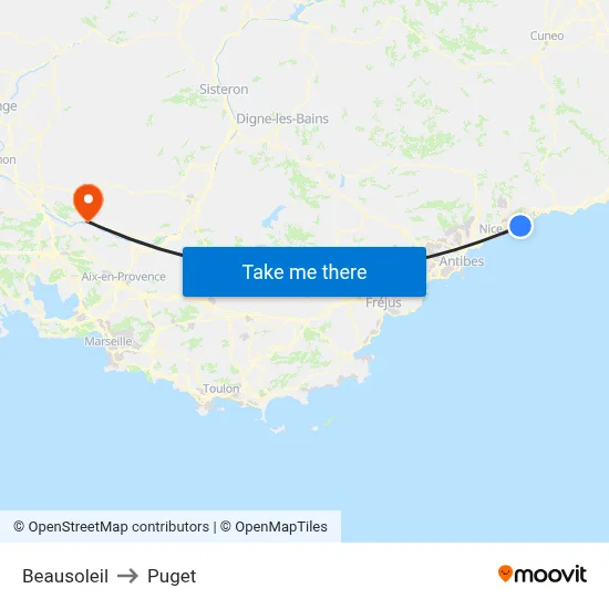 Beausoleil to Puget map