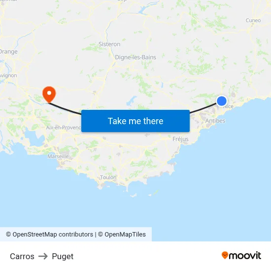 Carros to Puget map