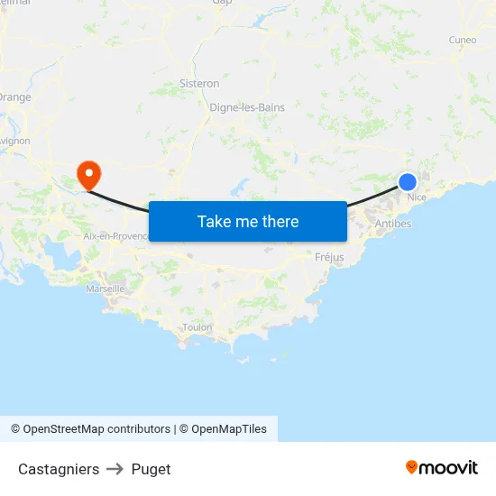 Castagniers to Puget map