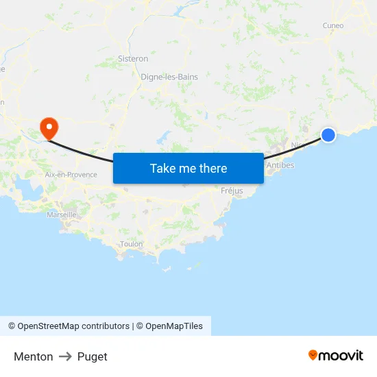 Menton to Puget map