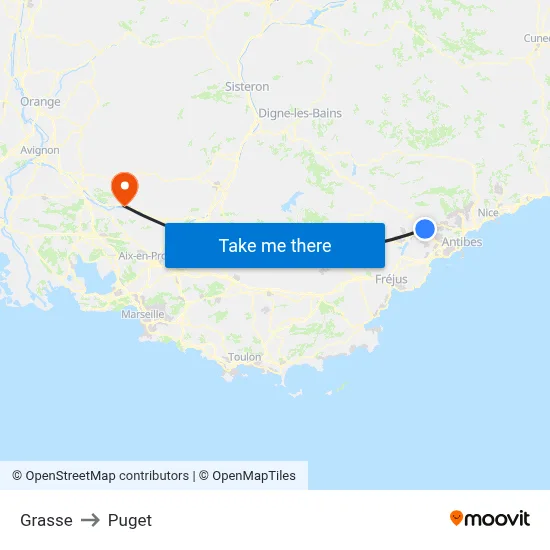 Grasse to Puget map