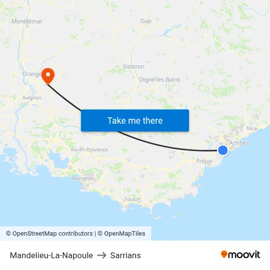 Mandelieu-La-Napoule to Sarrians map