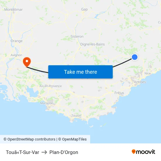Touã«T-Sur-Var to Plan-D'Orgon map