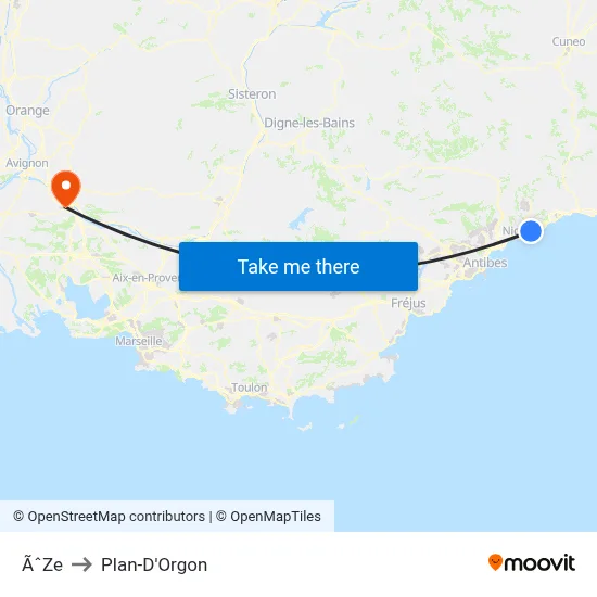 ÃˆZe to Plan-D'Orgon map