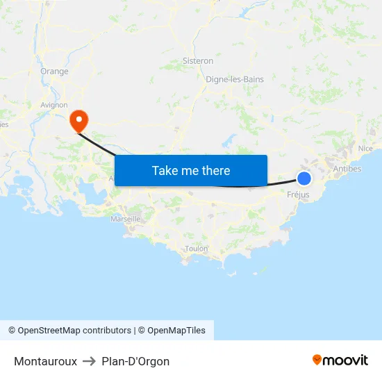Montauroux to Plan-D'Orgon map