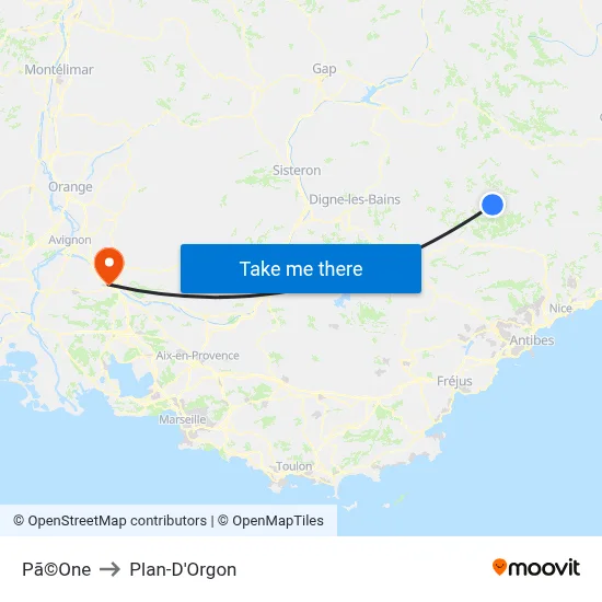 Pã©One to Plan-D'Orgon map