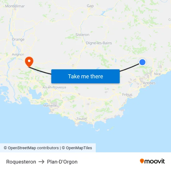 Roquesteron to Plan-D'Orgon map