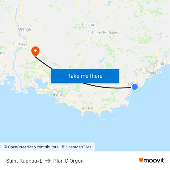 Saint-Raphaã«L to Plan-D'Orgon map