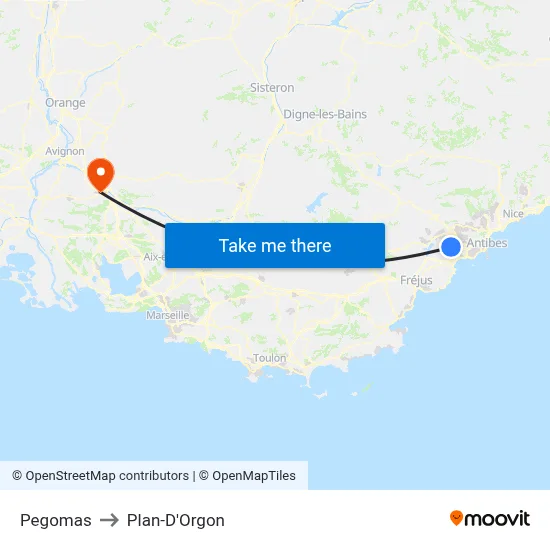 Pegomas to Plan-D'Orgon map