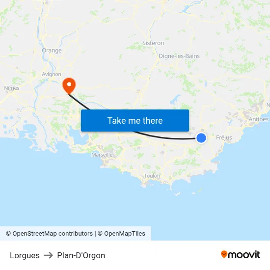Lorgues to Plan-D'Orgon map