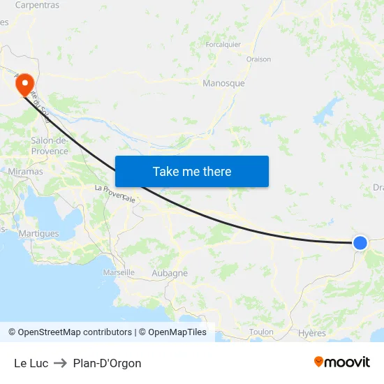 Le Luc to Plan-D'Orgon map