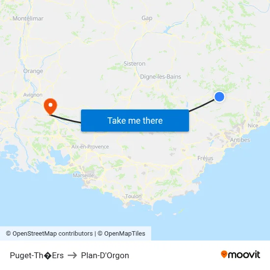 Puget-Th�Ers to Plan-D'Orgon map