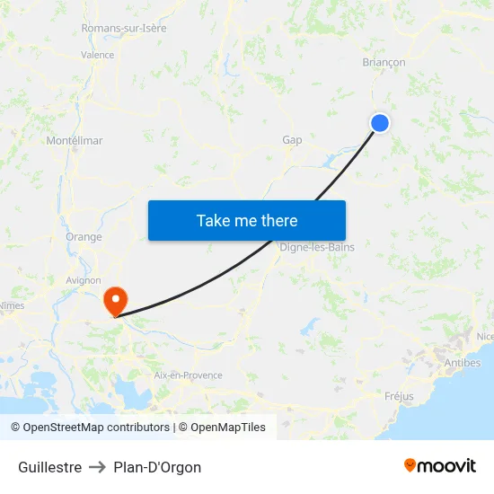 Guillestre to Plan-D'Orgon map