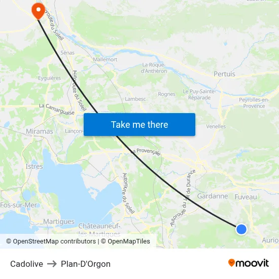 Cadolive to Plan-D'Orgon map